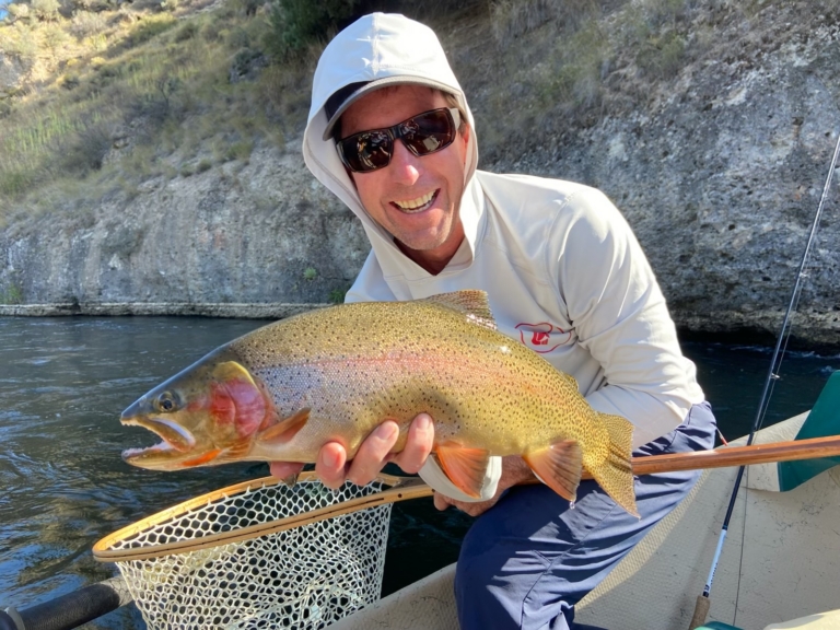 Sean Clark on the Snake River with cutthroat trout